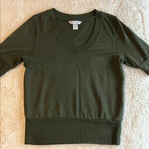 Athleta Olive Green V-Neck Top